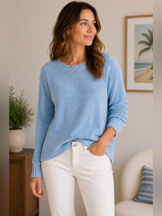 Tommy Bahama Sweaters - Tommy Bahama XS Sky Blue Chenille Crewneck Sweater | Like New | Soft Cozy Knit